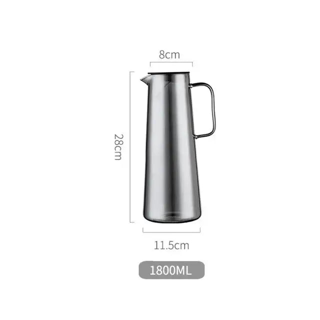 Gray Glass Water Pitcher with Handle Large Capacity