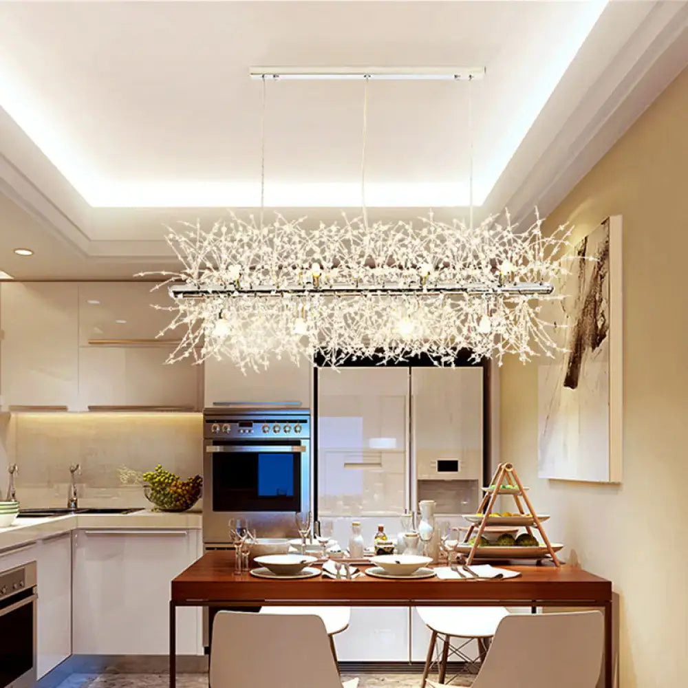 Silver Linear Island Chandelier