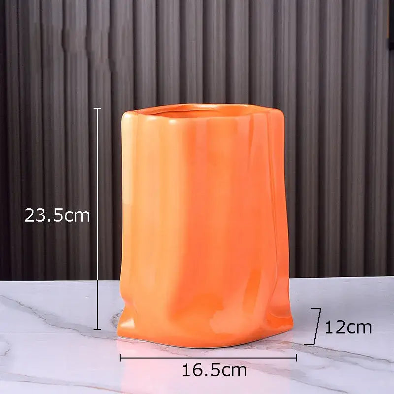 Silver Pleated Ceramic Vase
