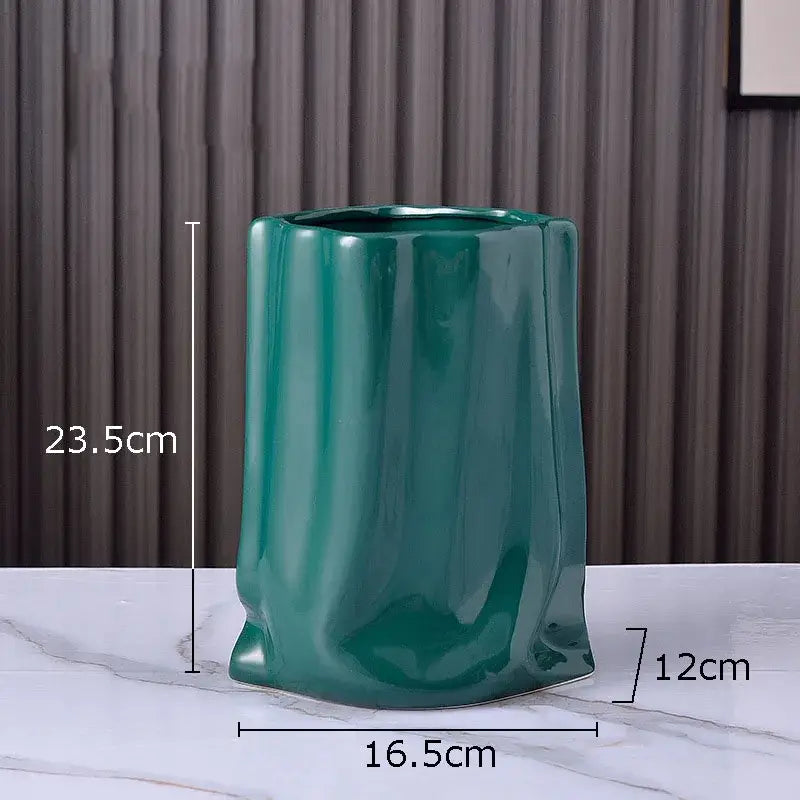 Silver Pleated Ceramic Vase