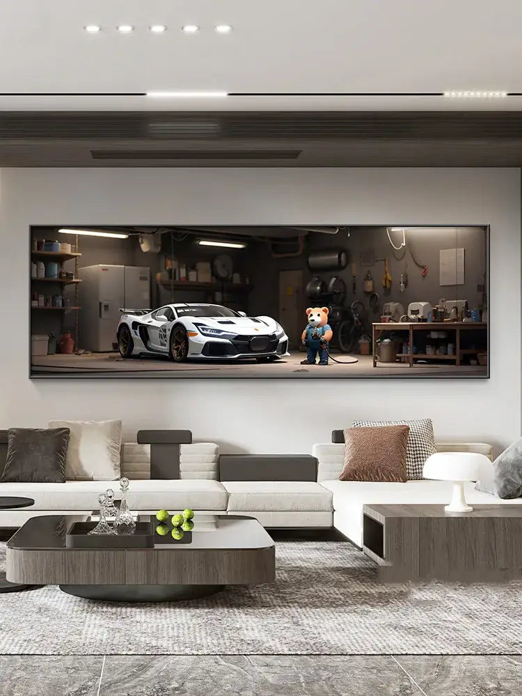 Silver Car LED Wall Art
