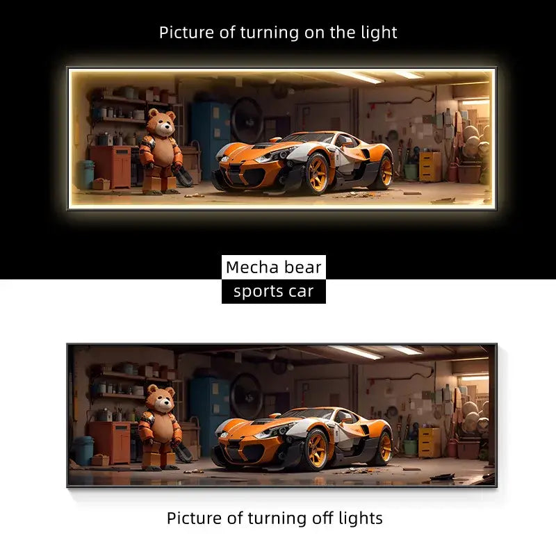 Silver Car LED Wall Art