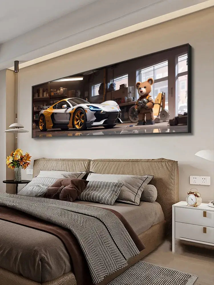 Silver Car LED Wall Art