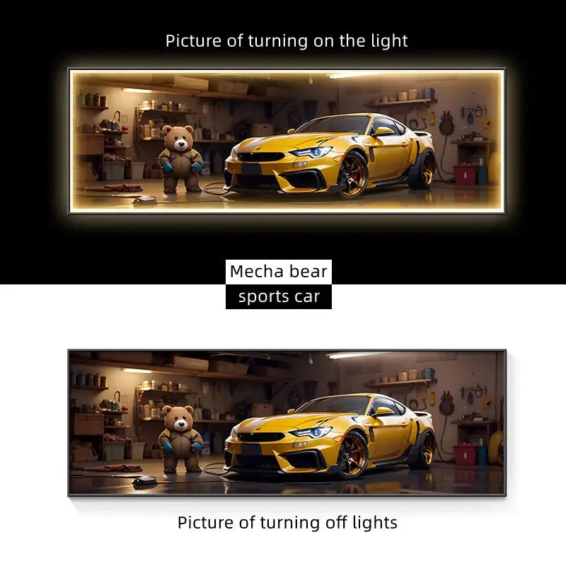 Silver Car LED Wall Art