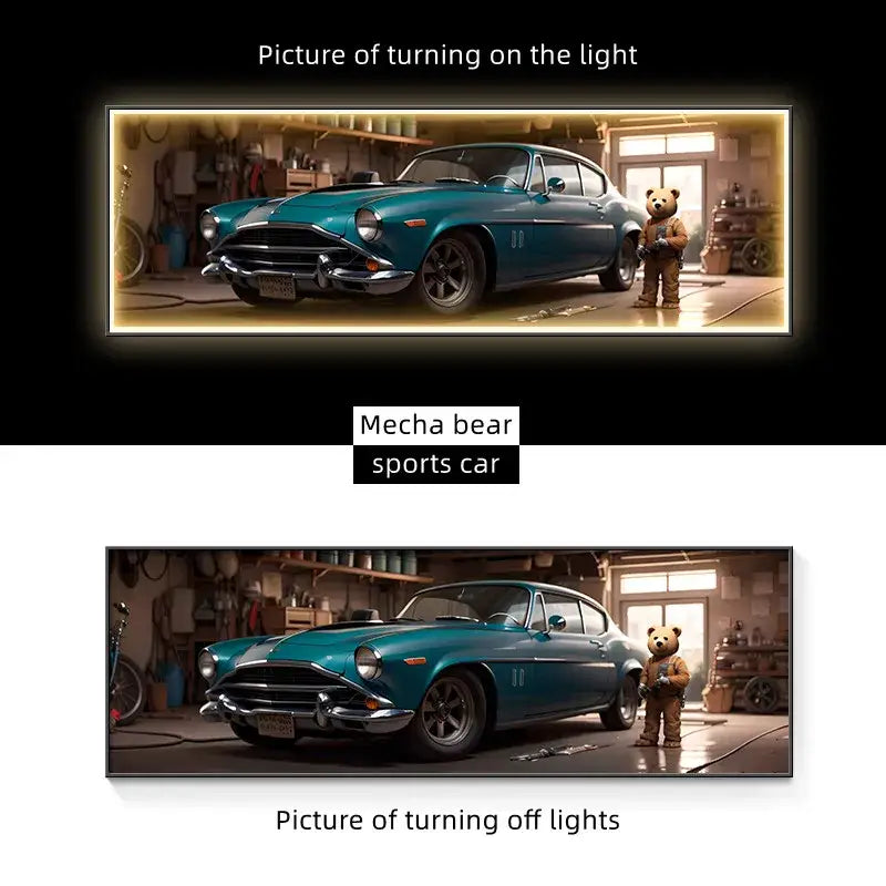 Silver Car LED Wall Art