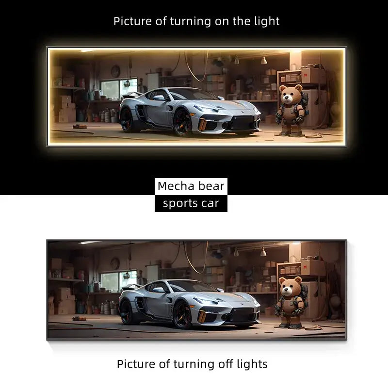 Silver Car LED Wall Art