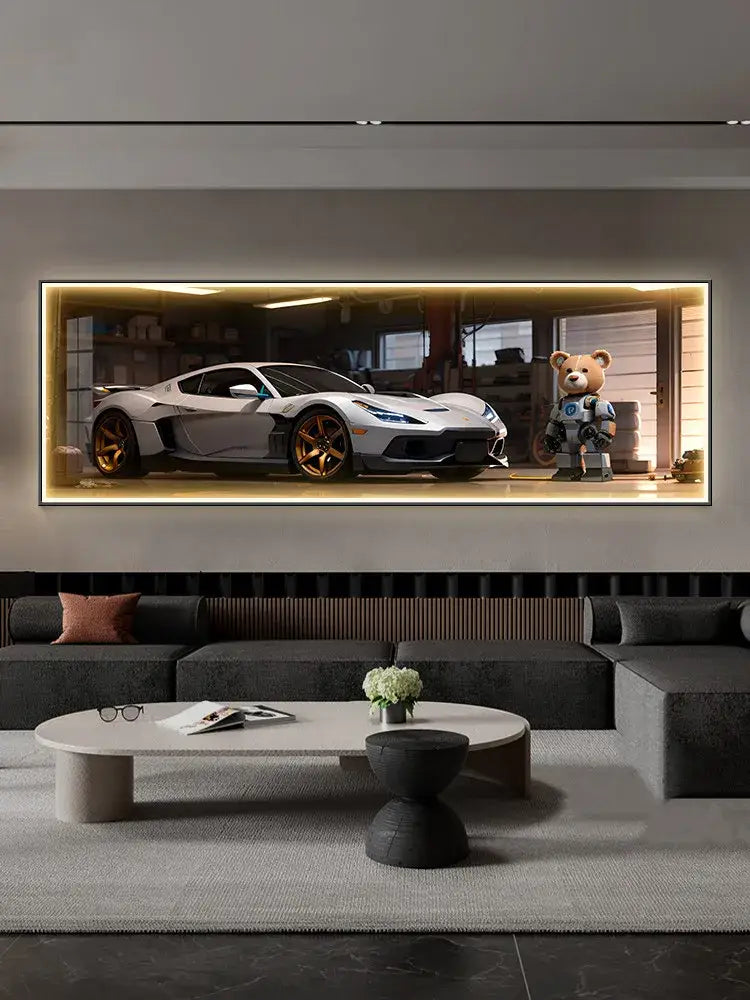 Silver Car LED Wall Art