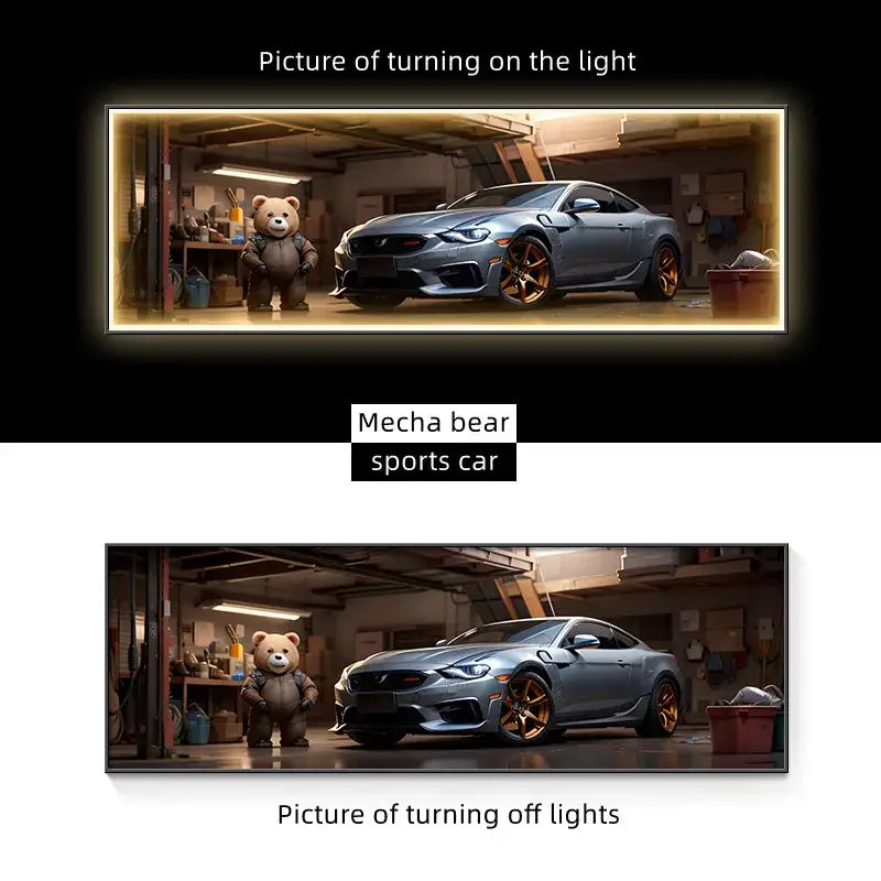 Silver Car LED Wall Art