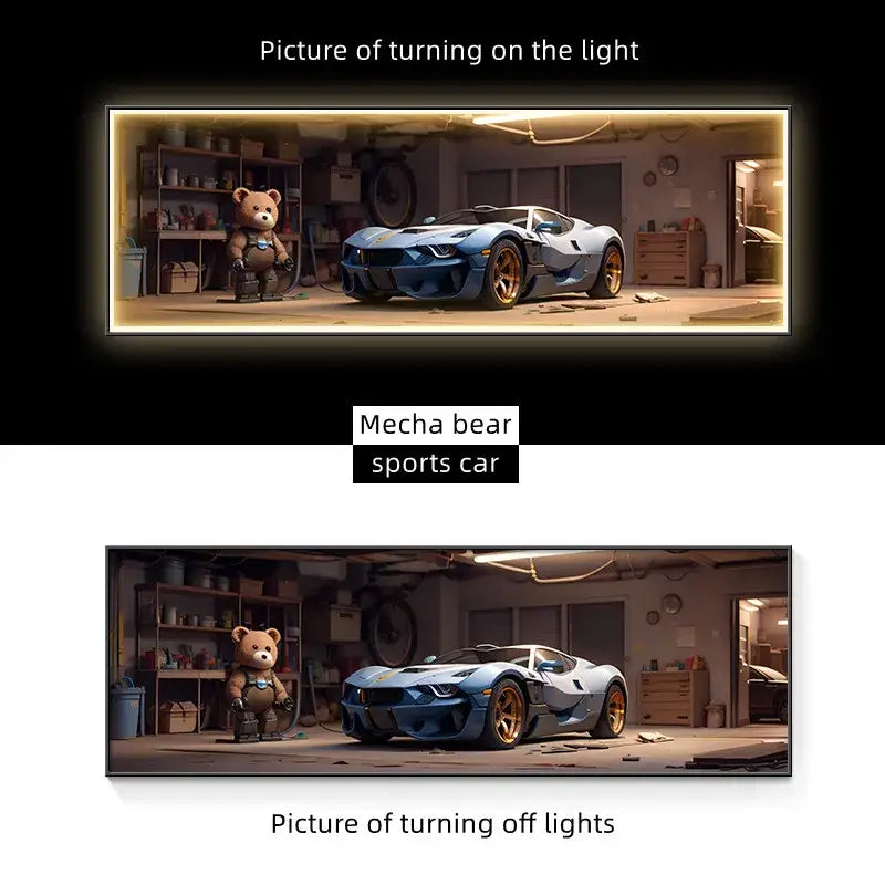Silver Car LED Wall Art
