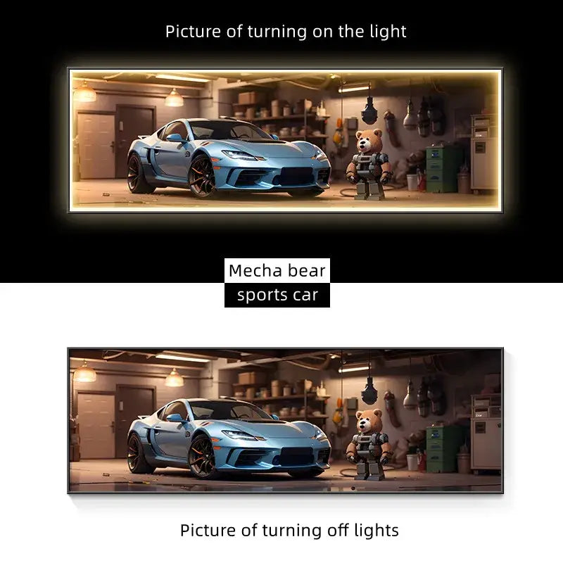 Silver Car LED Wall Art
