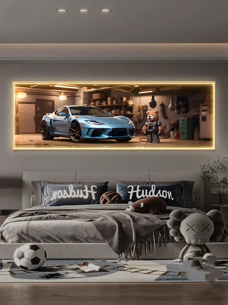 Silver Car LED Wall Art