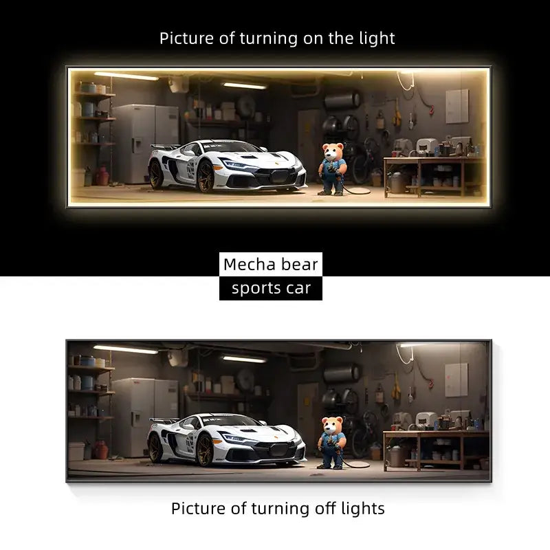 Silver Car LED Wall Art