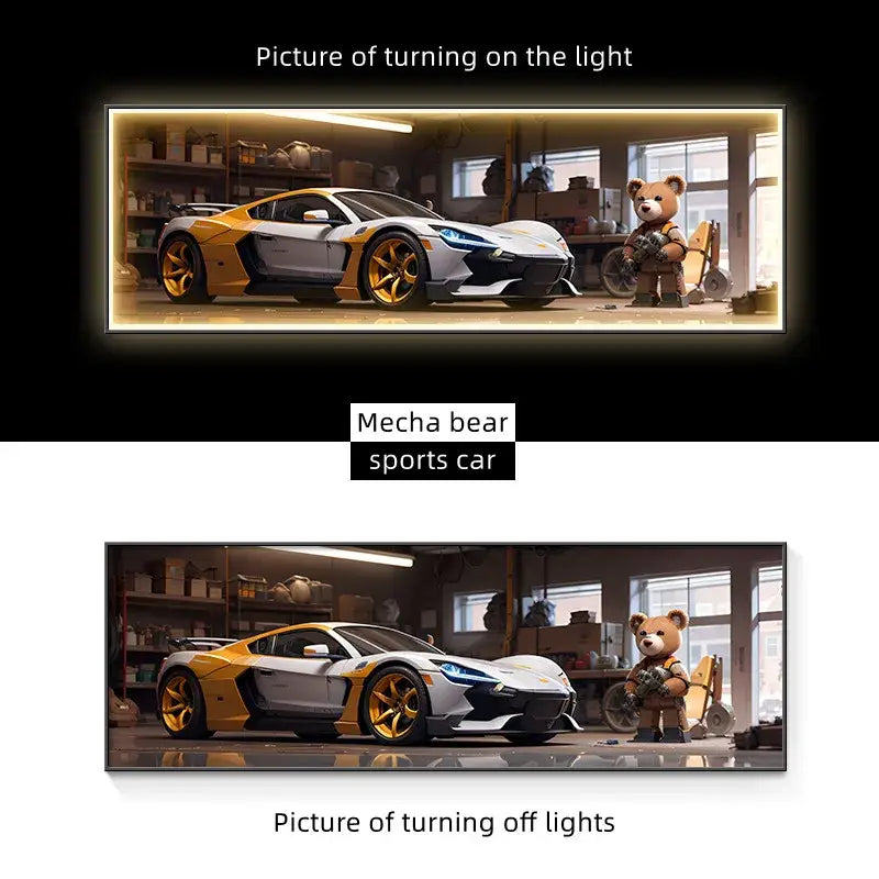 Silver Car LED Wall Art