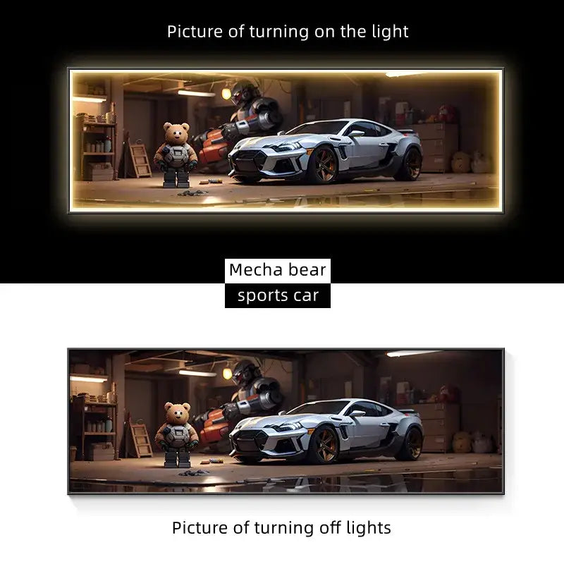 Silver Car LED Wall Art