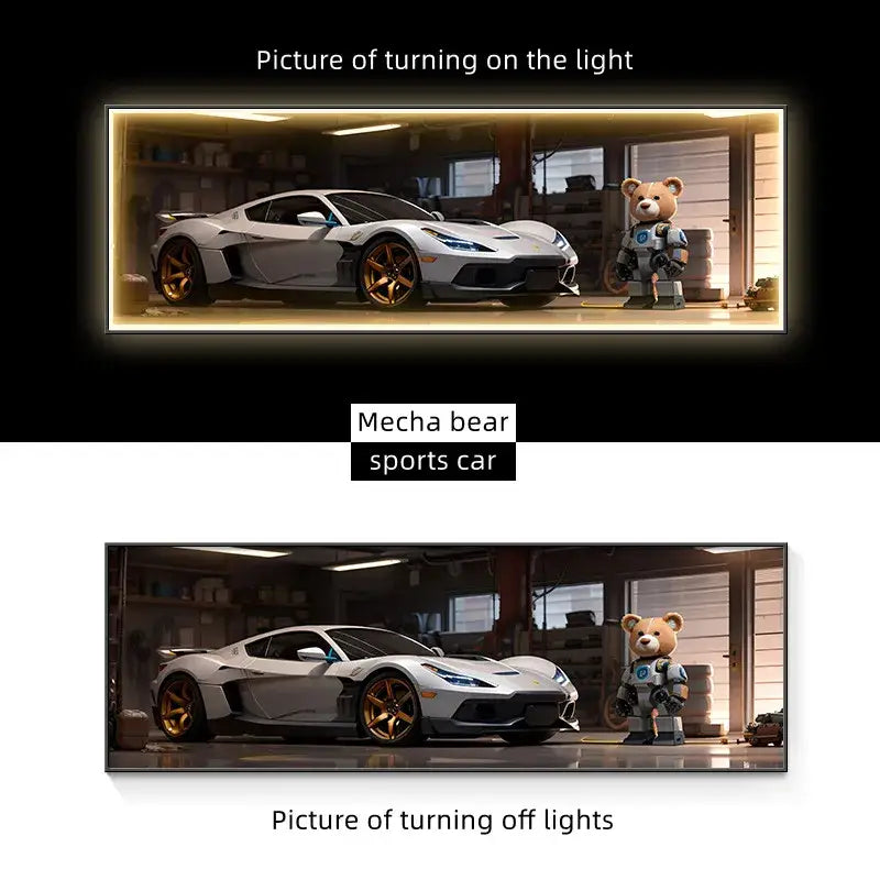 Silver Car LED Wall Art