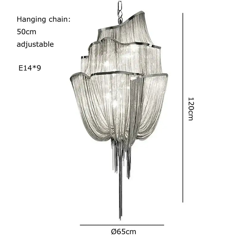 Silver Tassel Chain Chandelier