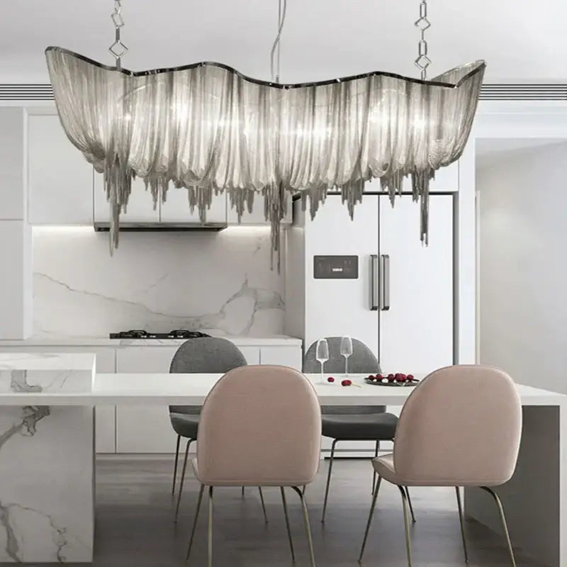 Silver Tassel Chain Chandelier