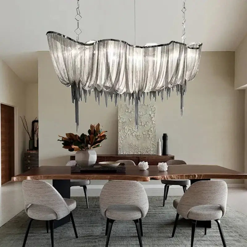 Silver Tassel Chain Chandelier