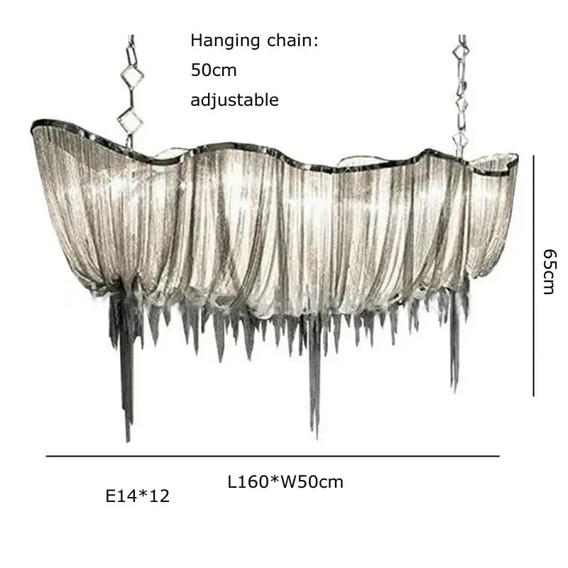 Silver Tassel Chain Chandelier