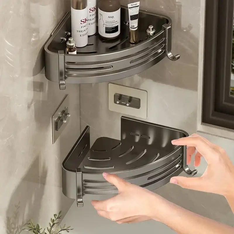 Silver Corner Shelf Rack