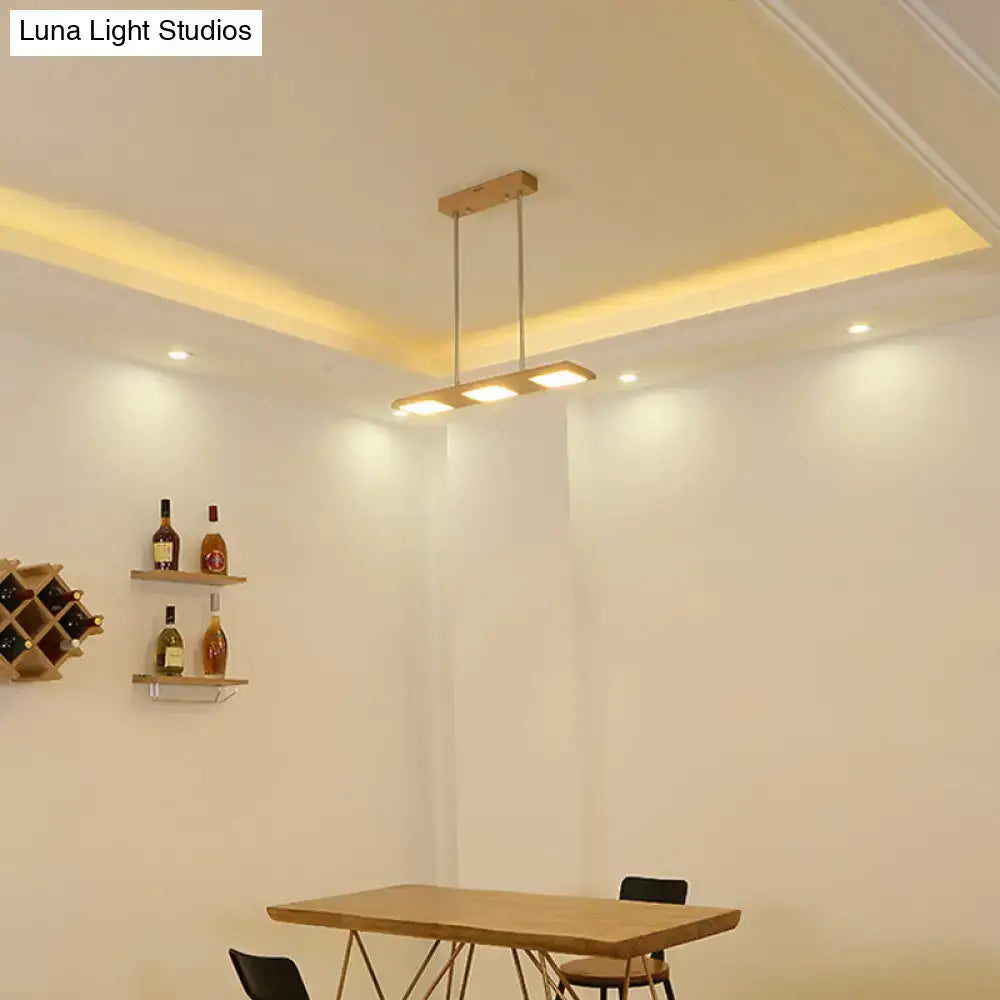 Wood Rectangle Island Lamp