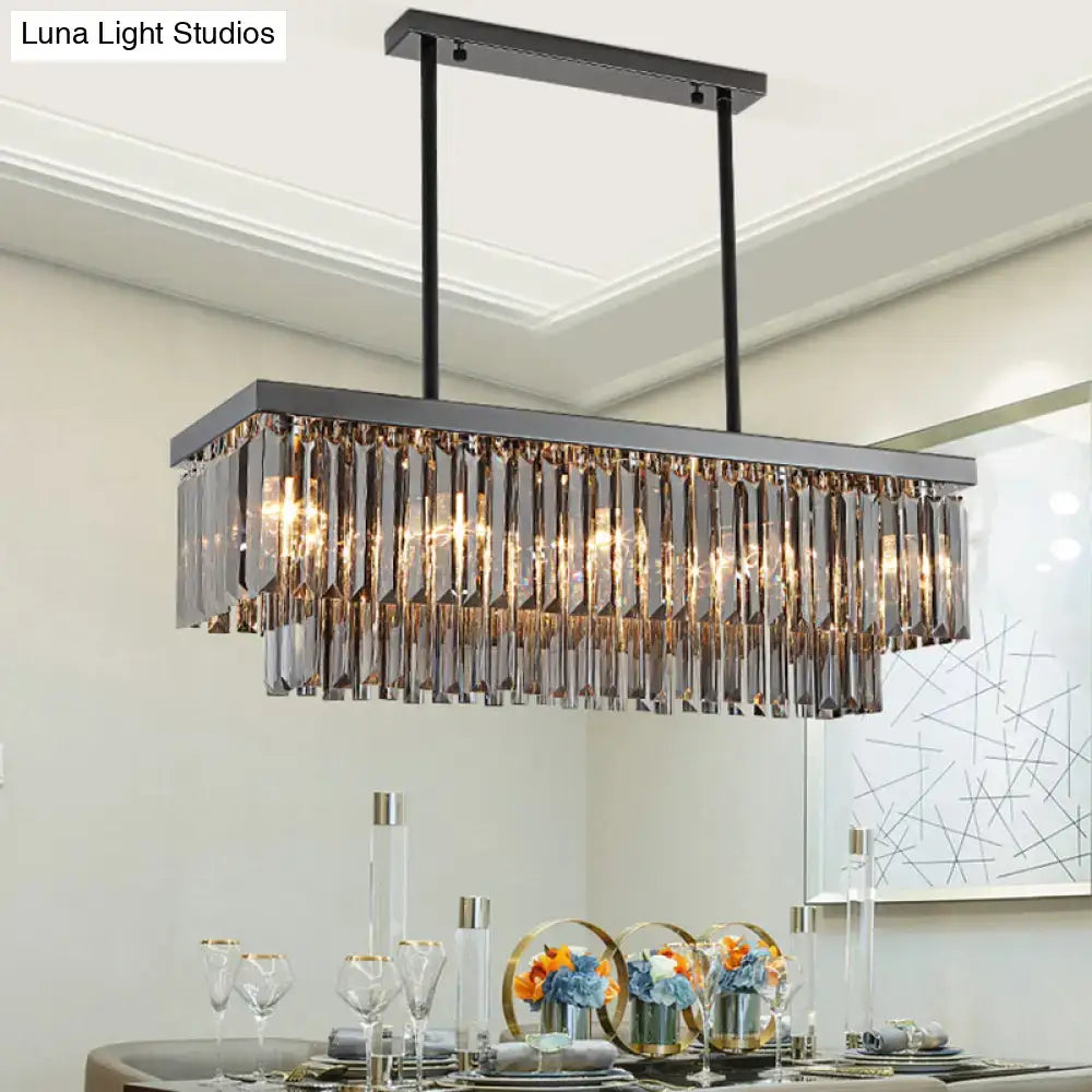 Gray Crystal Rectangle Chandelier