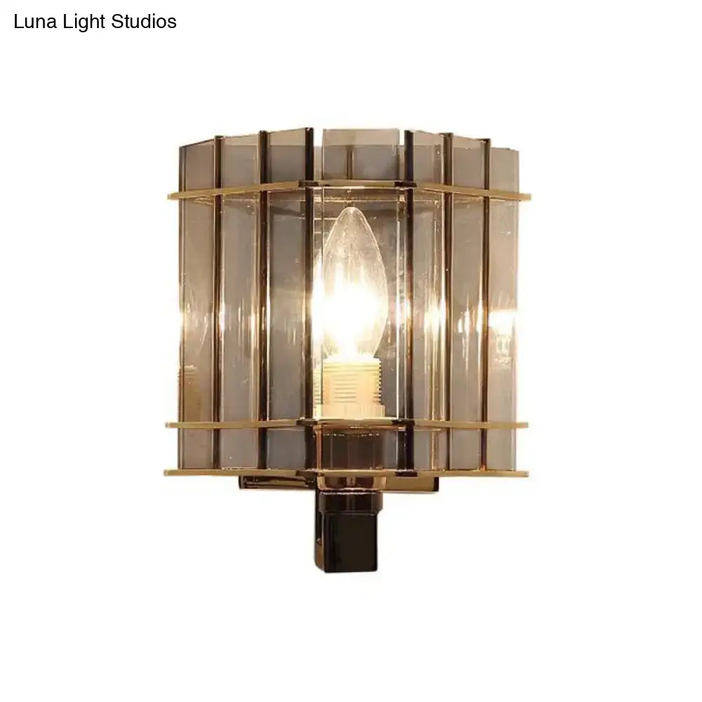 Gray Glass Rectangular Frame Sconce