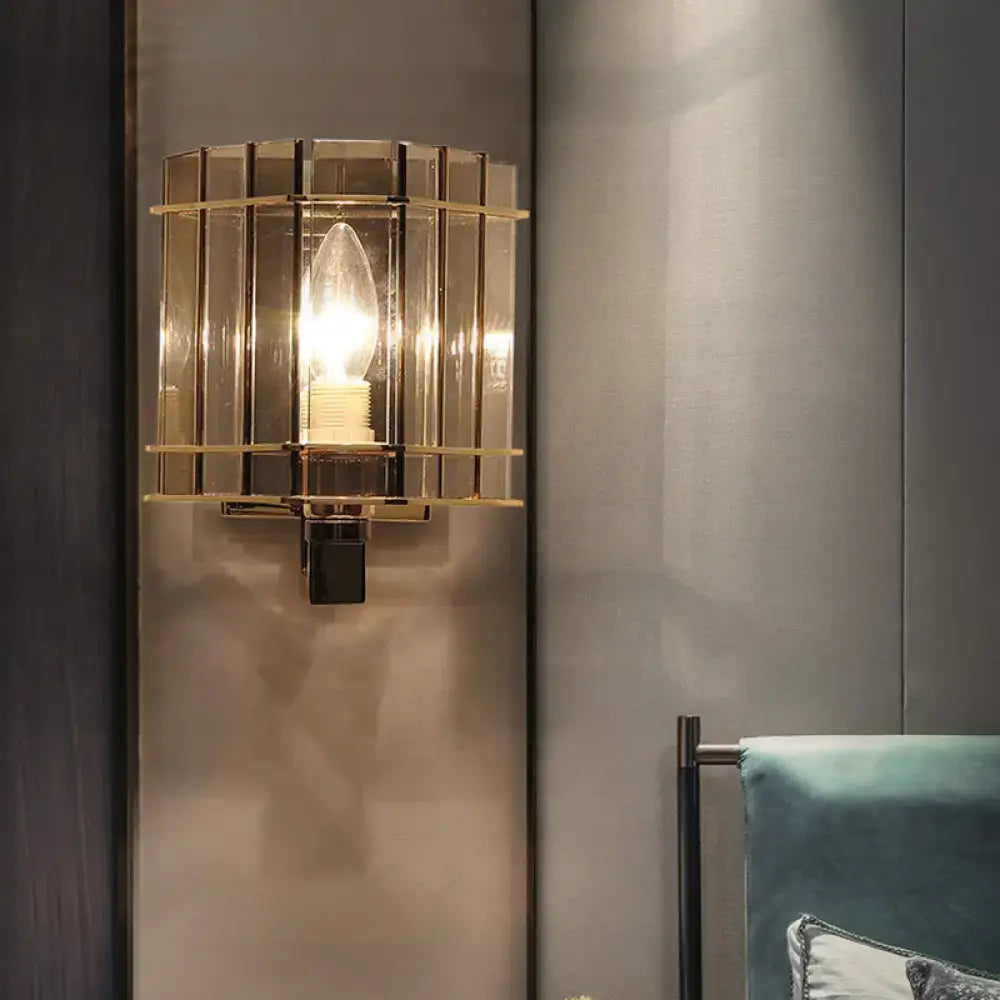 Gray Glass Rectangular Frame Sconce