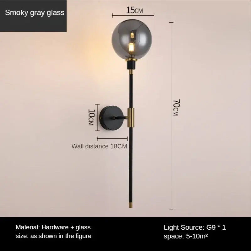 Smoky Glass Ball Sconce