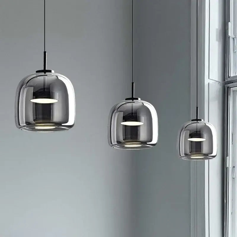 Smoked Glass Bowl Chandelier