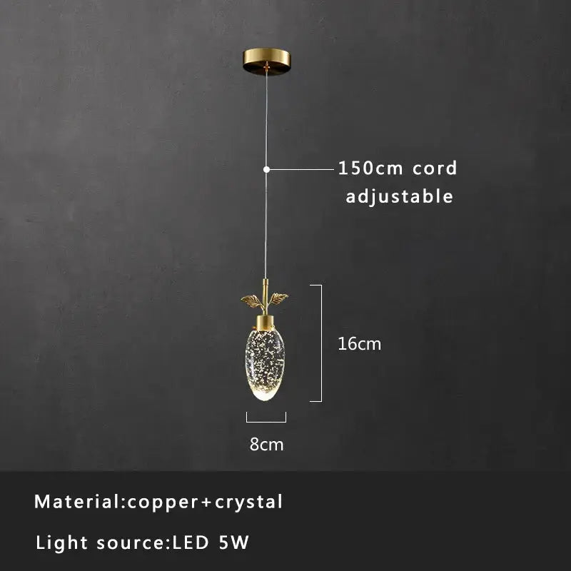 Crystal Copper Pendant Light