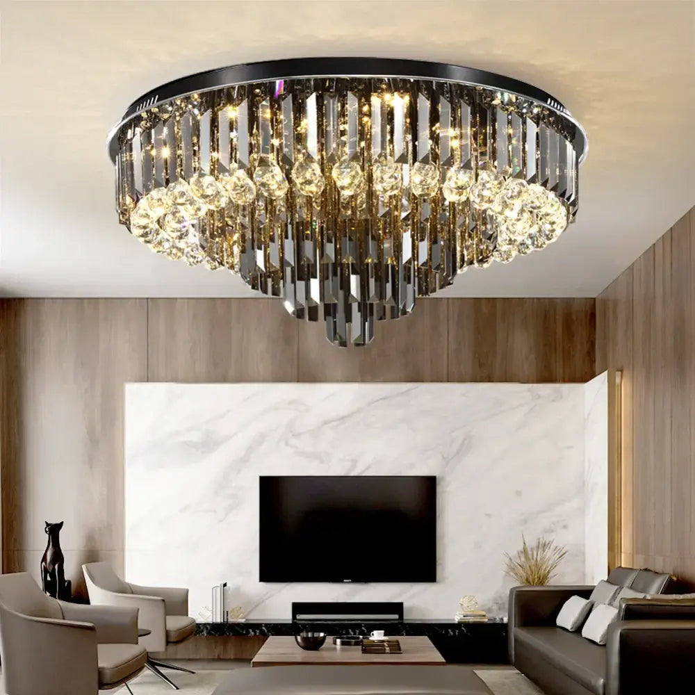 Gray Crystal LED Chandelier