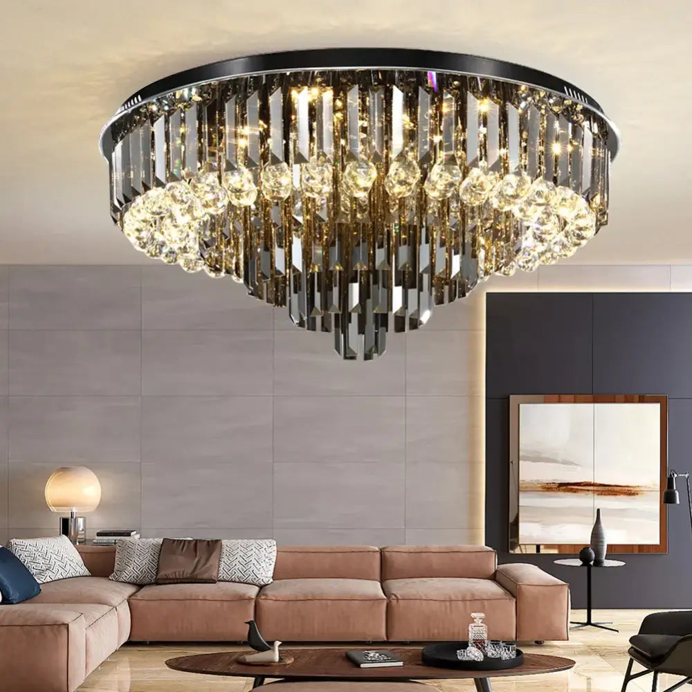 Gray Crystal LED Chandelier