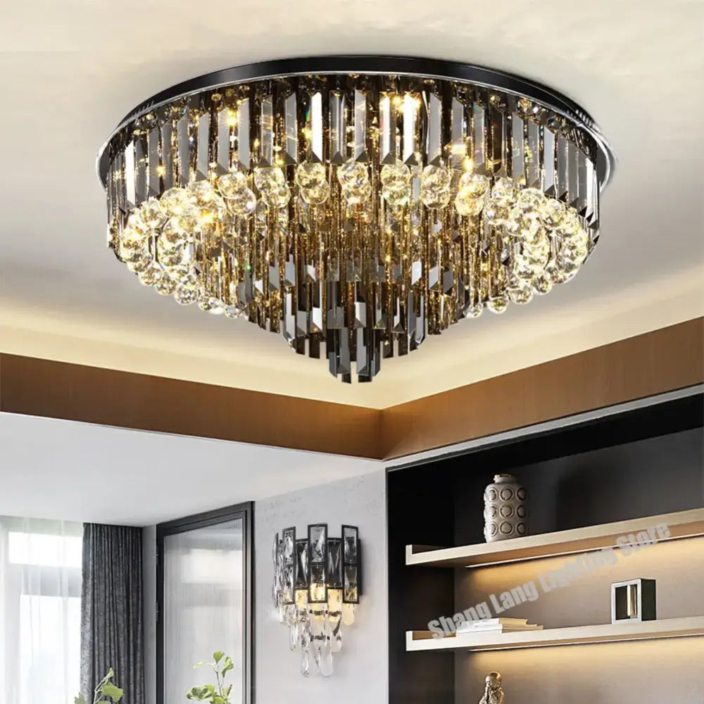 Gray Crystal LED Chandelier