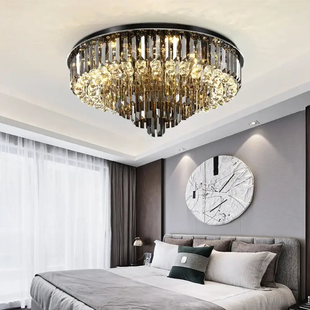 Gray Crystal LED Chandelier