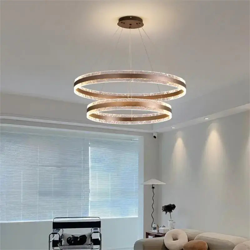 Black Spiral LED 3-Ring Chandelier