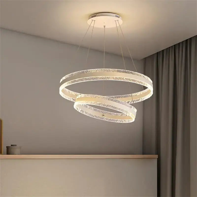 Black Spiral LED 3-Ring Chandelier