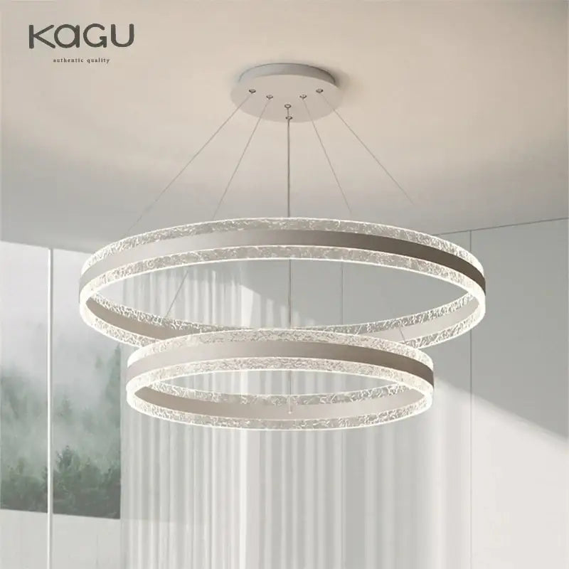 Black Spiral LED 3-Ring Chandelier
