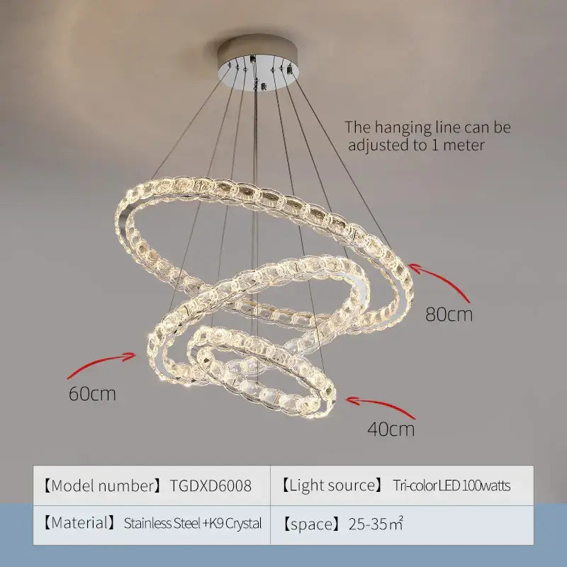 Silver Crystal Spiral Chandelier