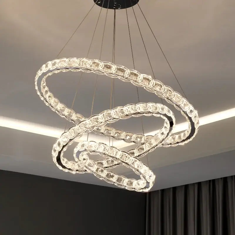 Silver Crystal Spiral Chandelier