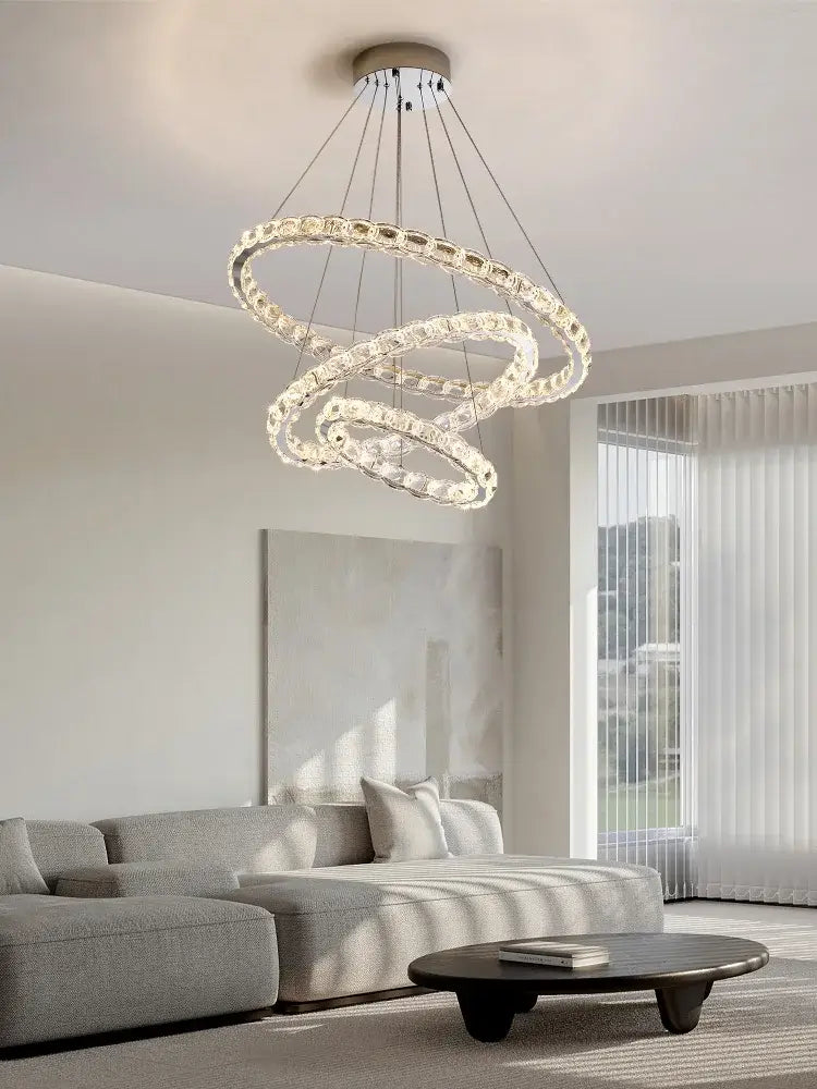 Silver Crystal Spiral Chandelier