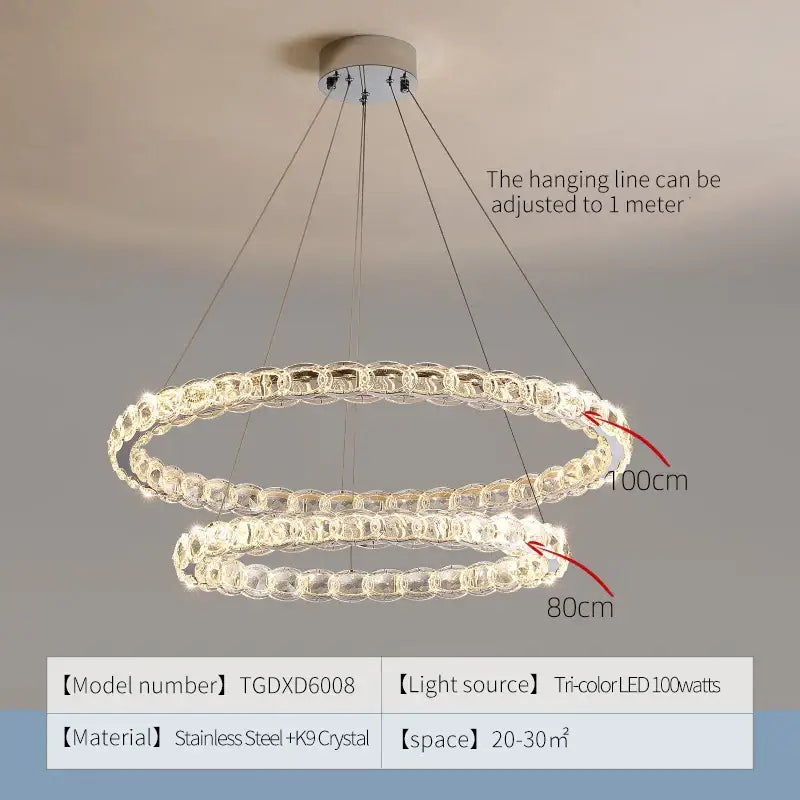 Silver Crystal Spiral Chandelier