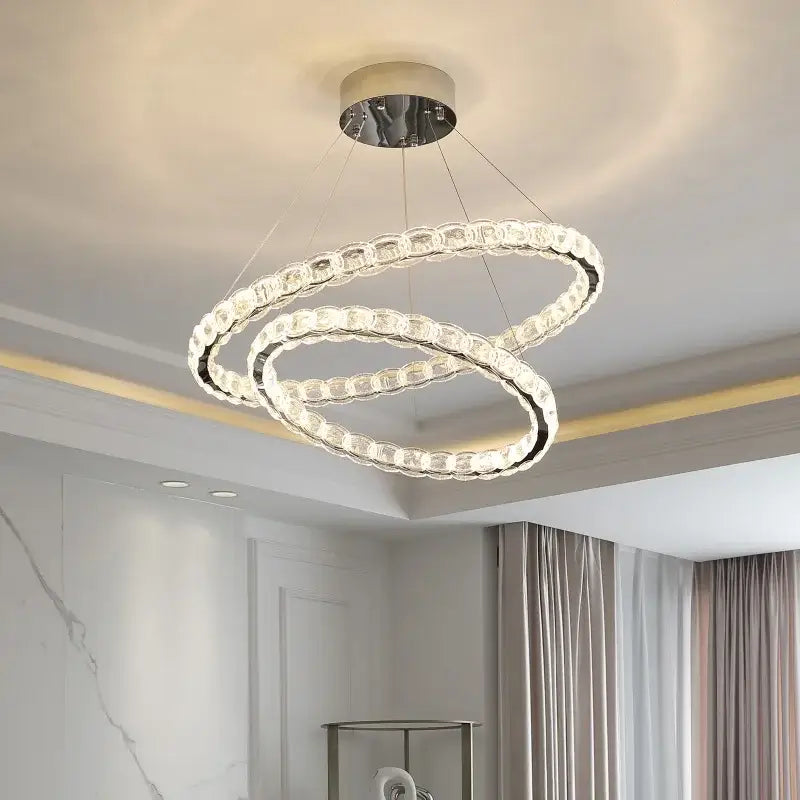 Silver Crystal Spiral Chandelier