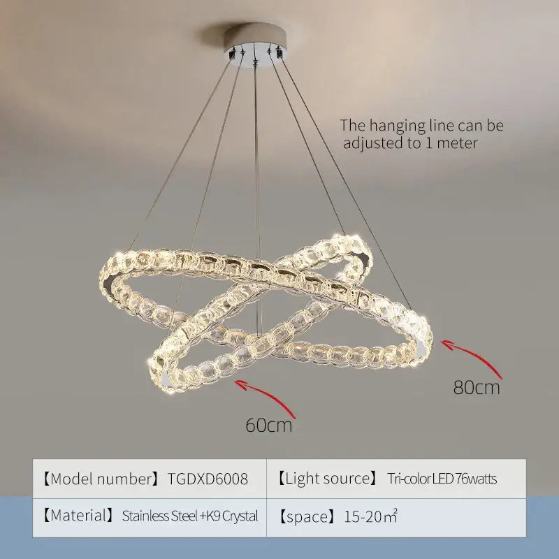 Silver Crystal Spiral Chandelier