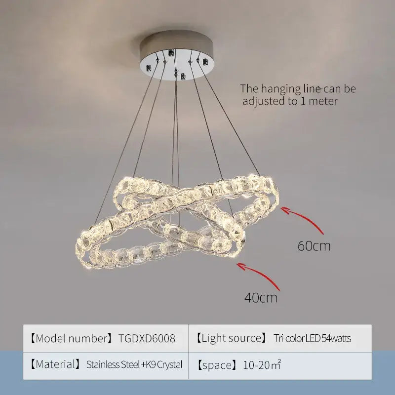 Silver Crystal Spiral Chandelier