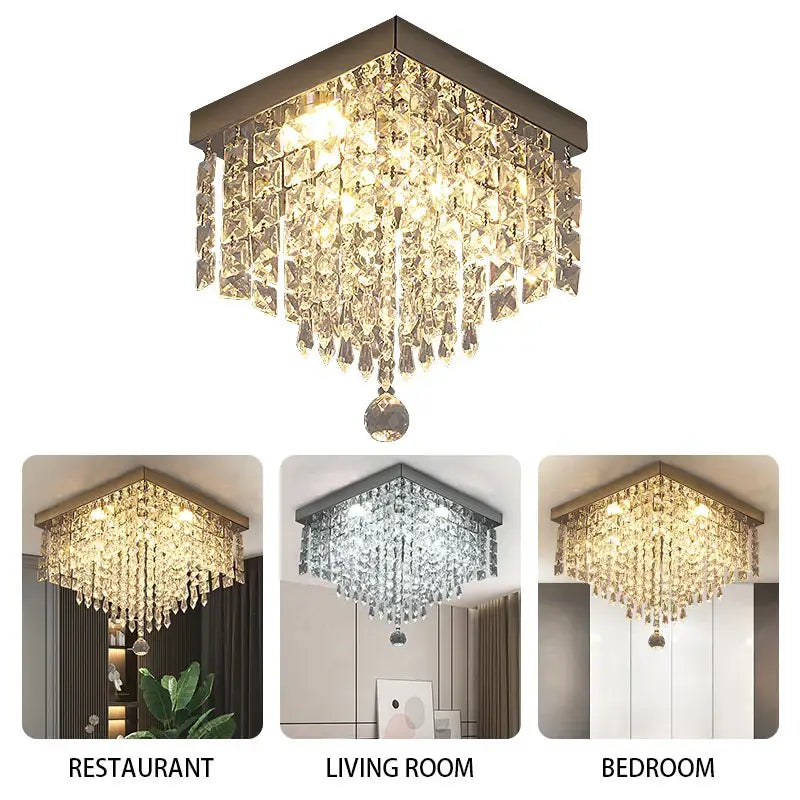 Black Crystal LED 40cm Chandelier