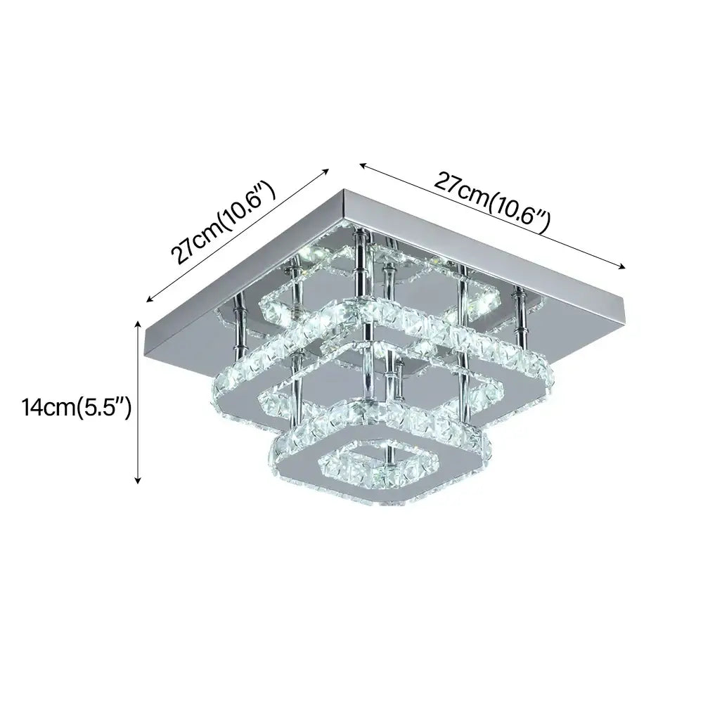 Chrome Crystal Ceiling Light For Bedroom