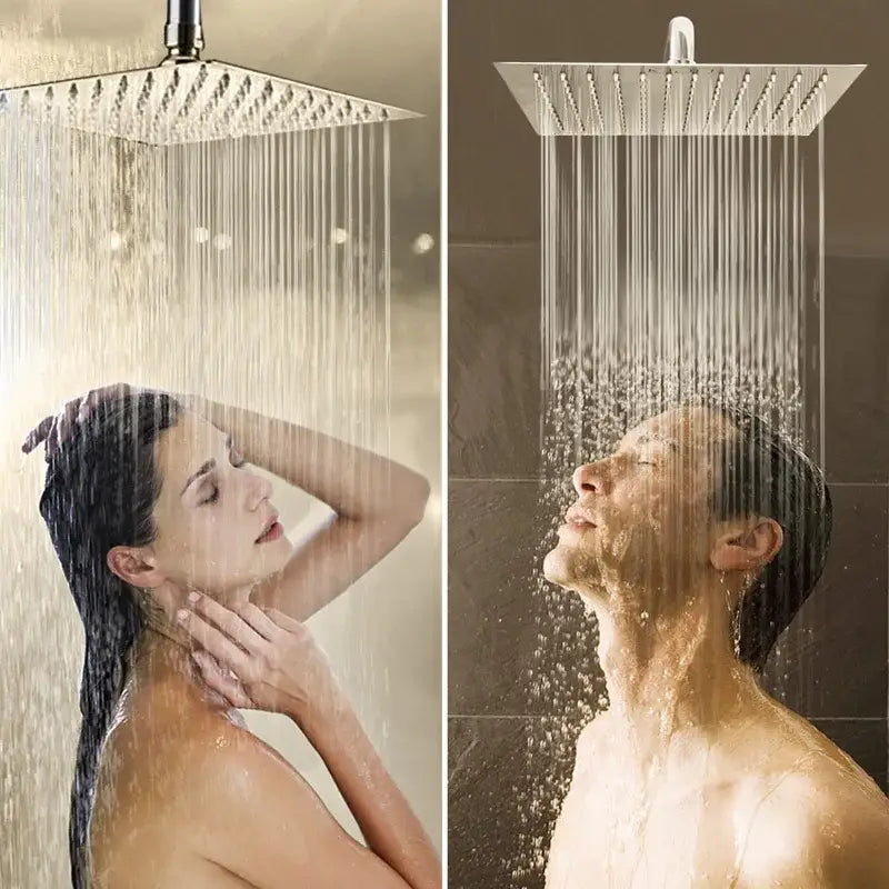 Chrome Rainfall Shower Head Square 12-Inch