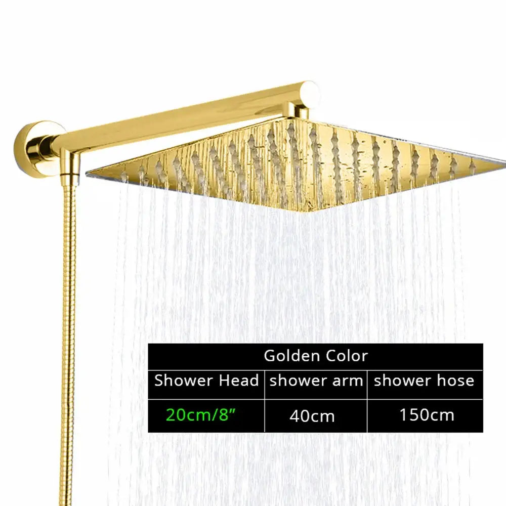 Chrome Rainfall Shower Head Square 12-Inch