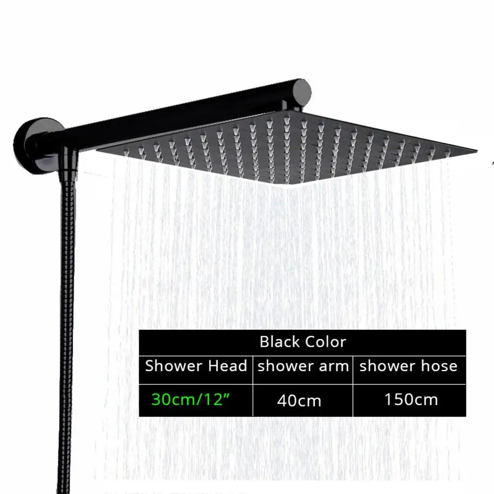 Chrome Rainfall Shower Head Square 12-Inch